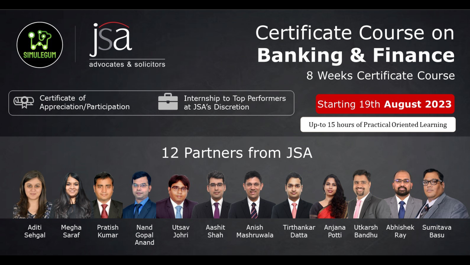 Certificate Course on Banking and Finance by JSA and Simulegum