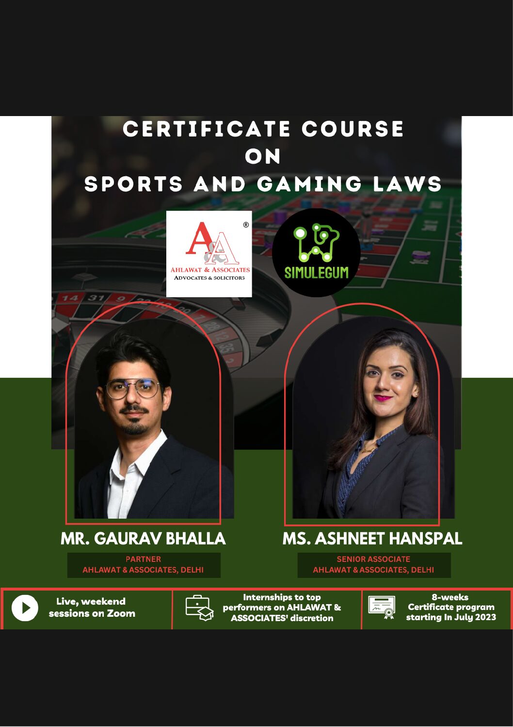 Certificate Course on Sports and Gaming Law by Ahlawat & Associates & Simulegum