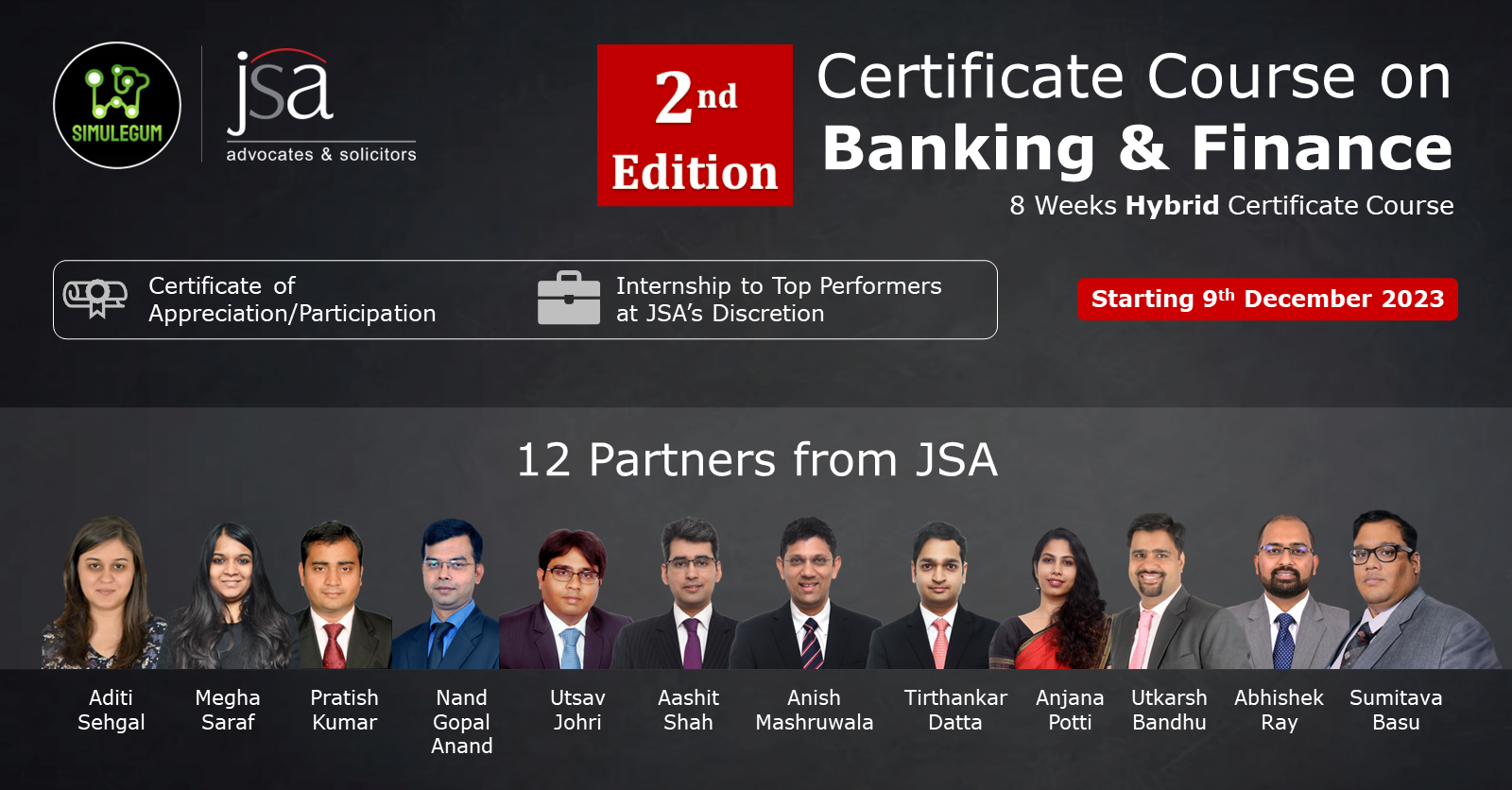 2nd Edition of the Certificate Course on Banking & Finance by JSA and SimuLegum