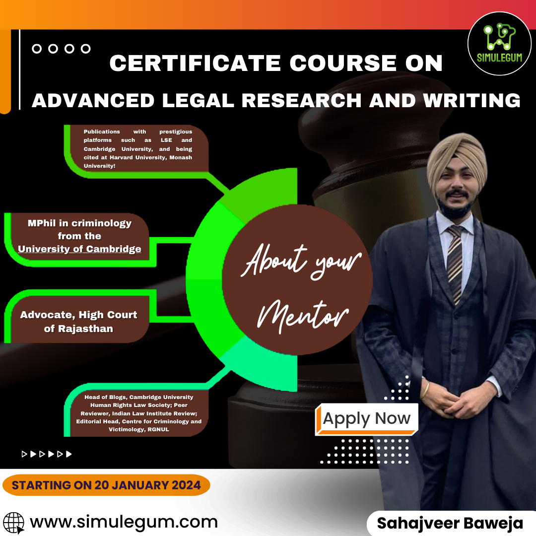 Certificate Course on Advanced Legal Writing & Research conducted from 13th January, 2024 – 8th March, 2024