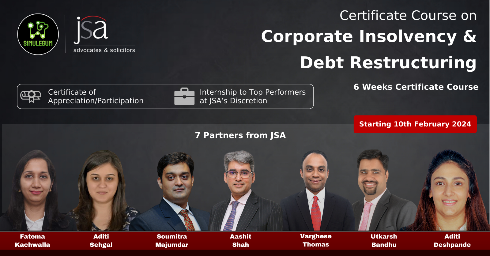 Certificate Course on Corporate Insolvency & Debt Restructuring by JSA and SimuLegum