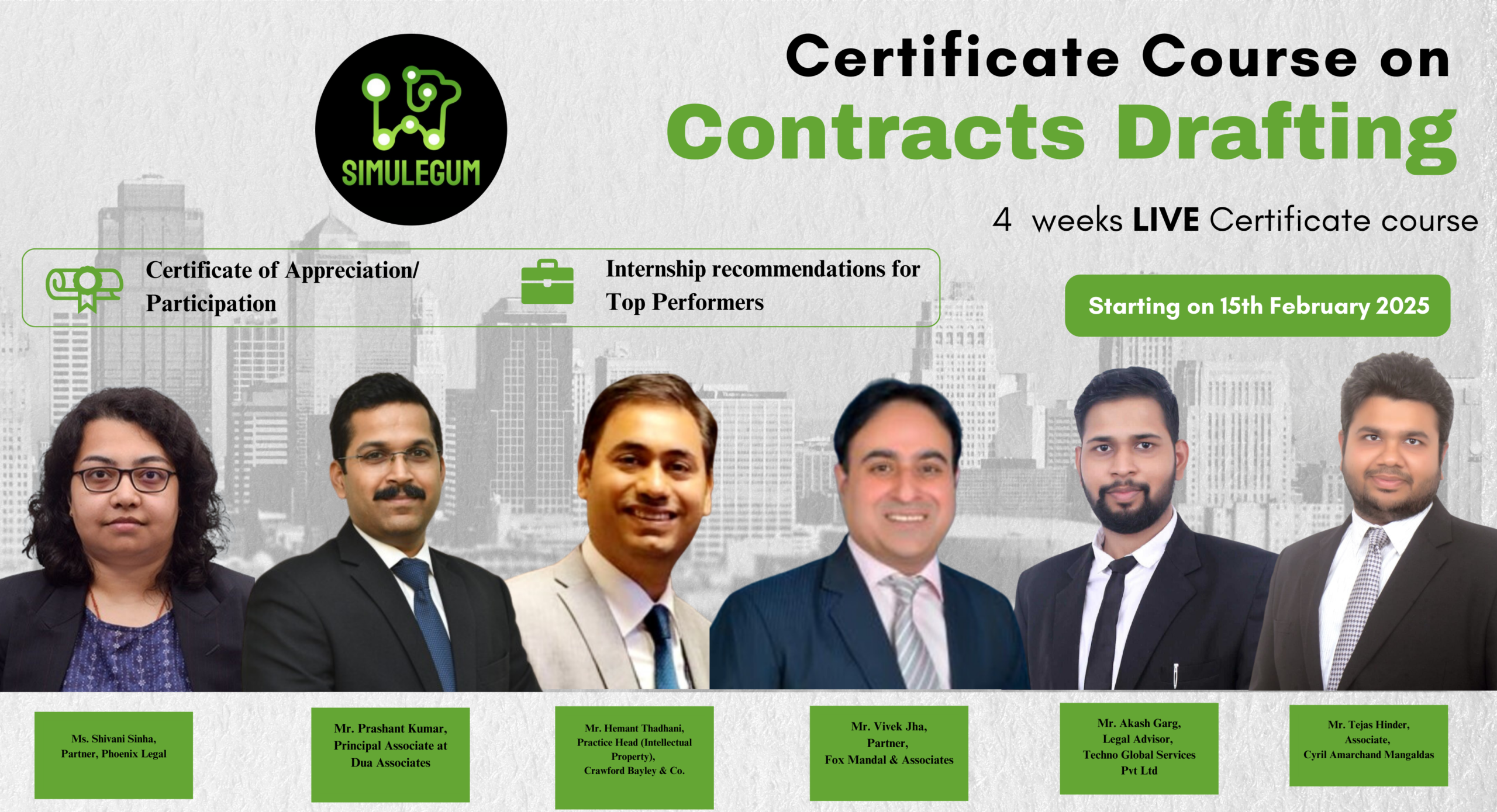 Certificate Course on Contracts Drafting by SimuLegum