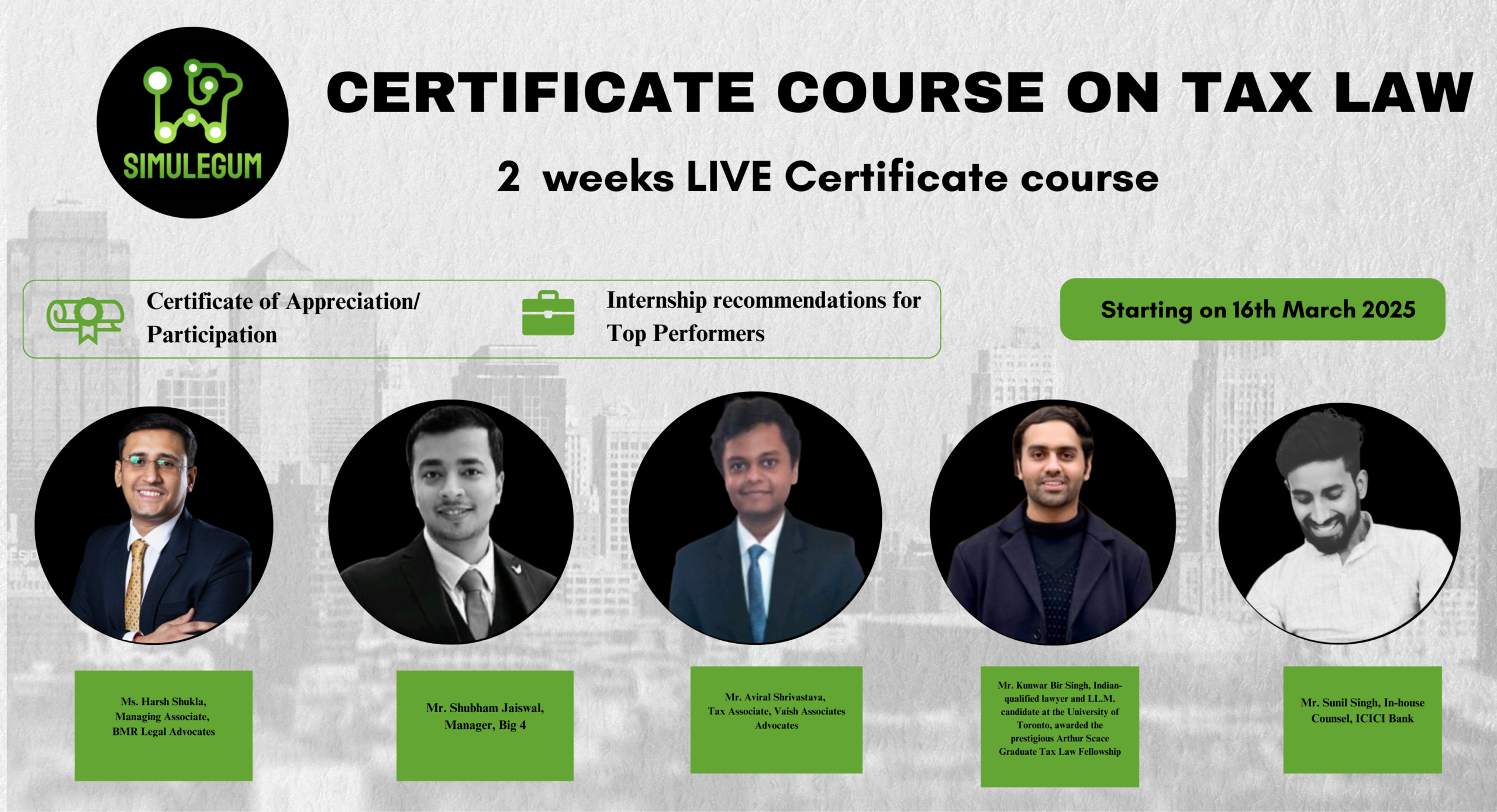 Certificate Course on Tax Laws