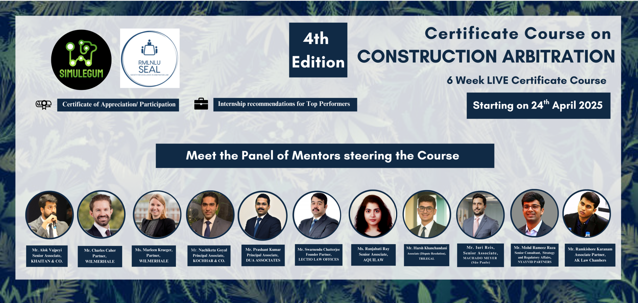 4th Ed. Certificate Course on Construction Arbitration 2025