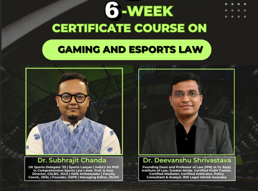 6-Week Certificate Course on Gaming and ESports Law by SimuLegum
