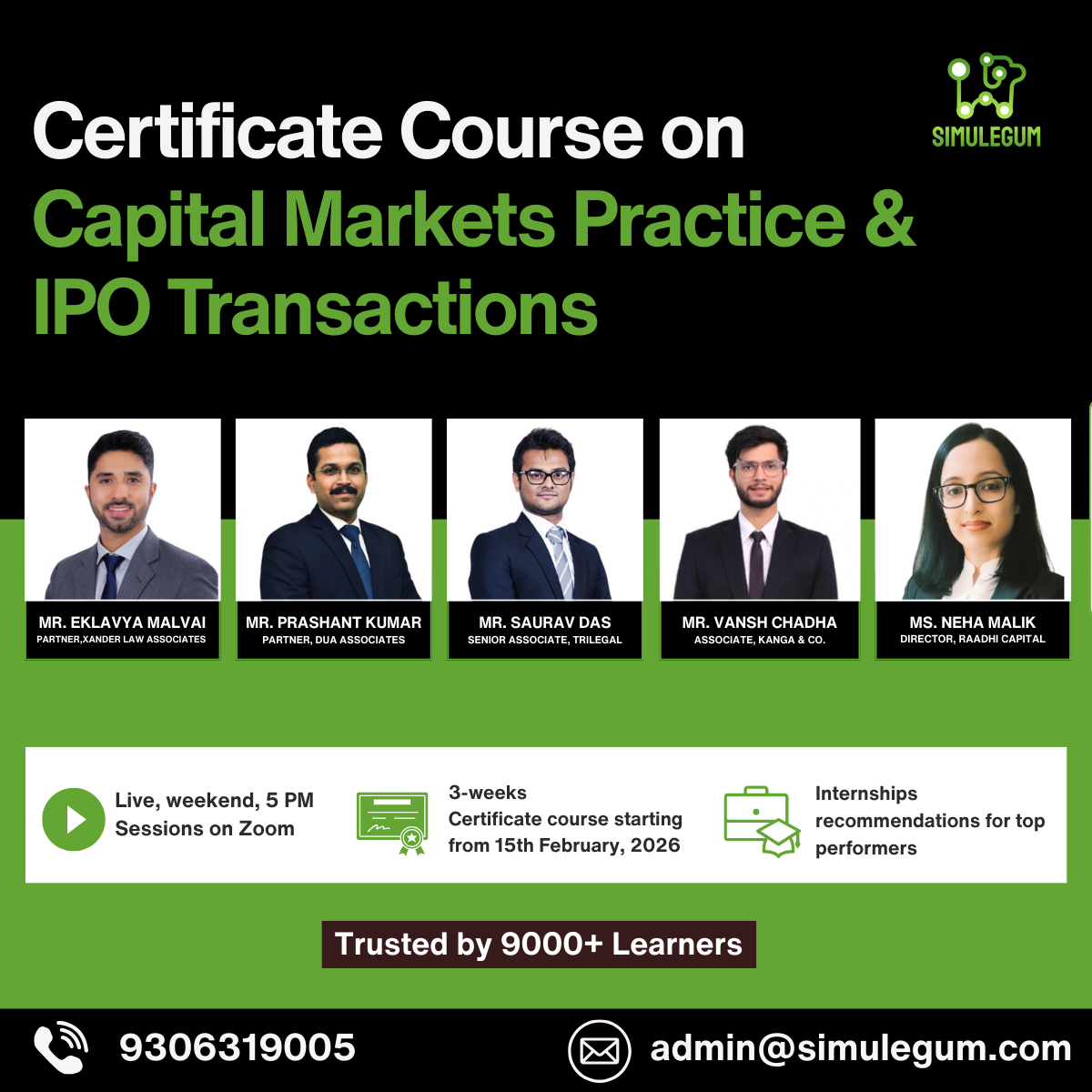 Three Week Certificate Course on Capital Markets Practice and IPO Transactions
