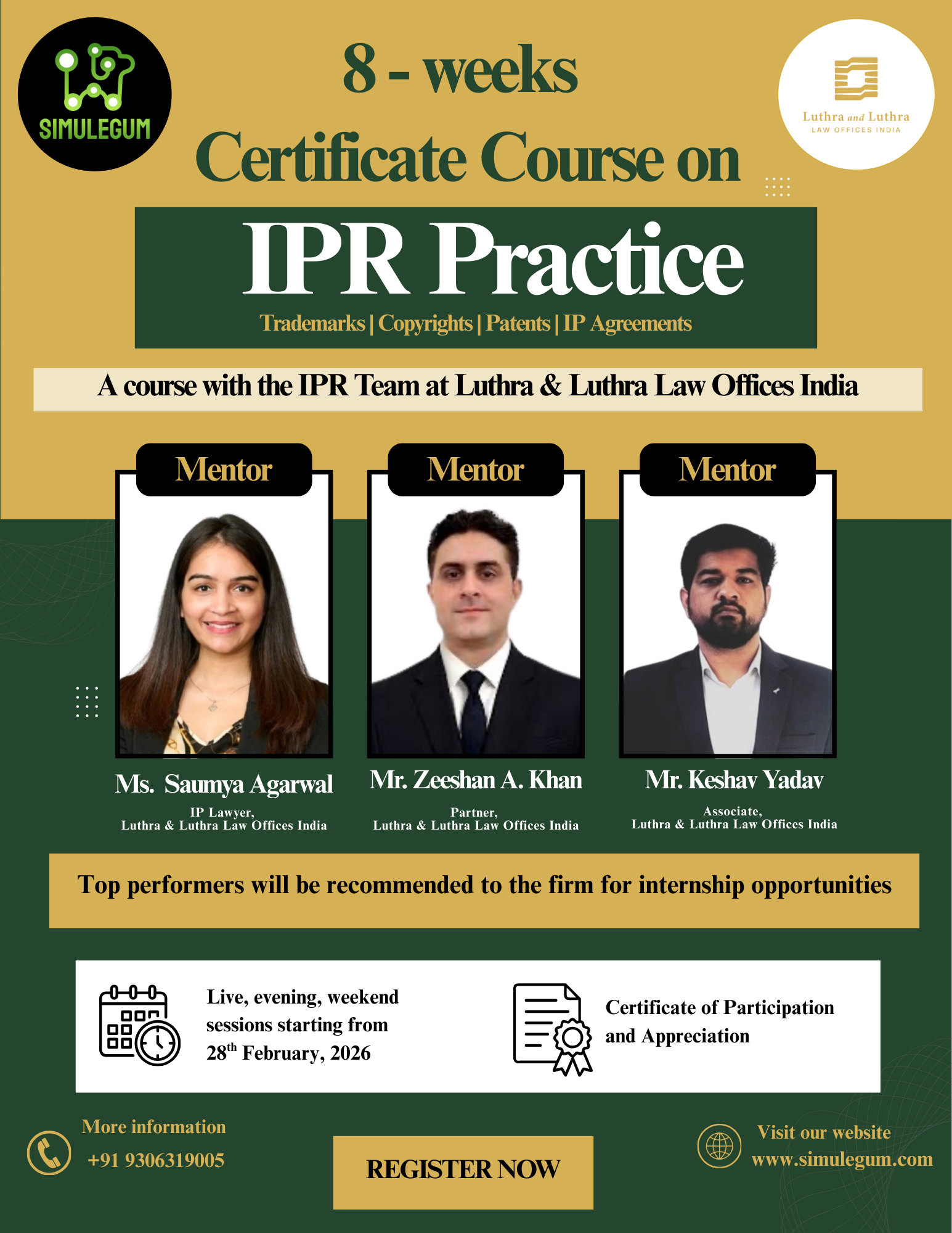 Certificate Course on IPR Practice – Trademarks, Copyrights, Patents & IP Contracting in collaboration with the IP Team of Luthra & Luthra Law Offices India