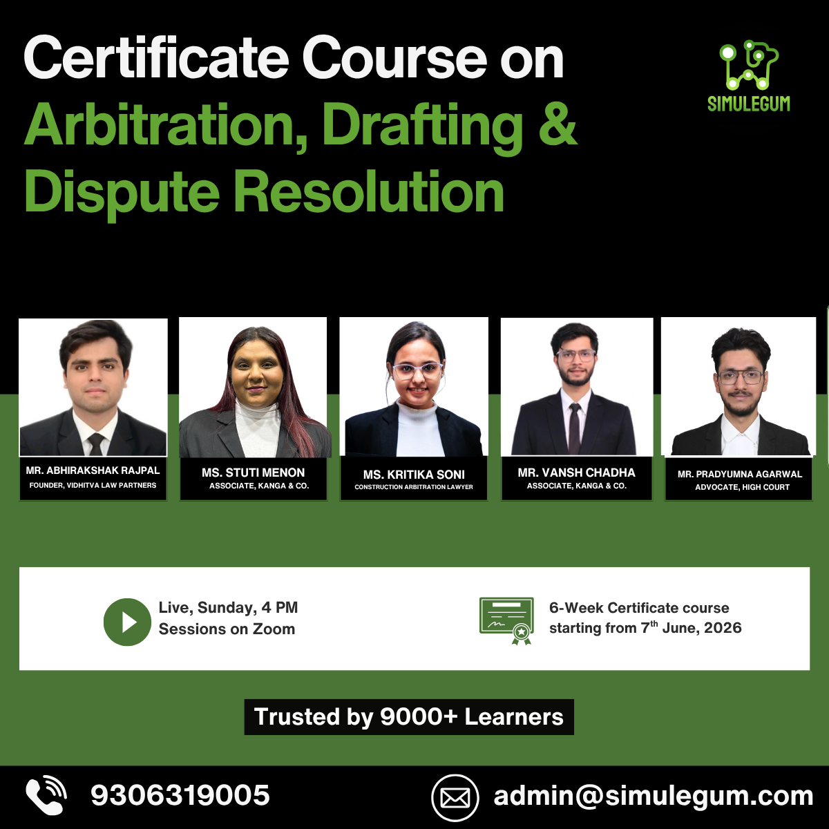 Certificate Courseon Arbitration, Drafting & Dispute Resolution by SimuLegum