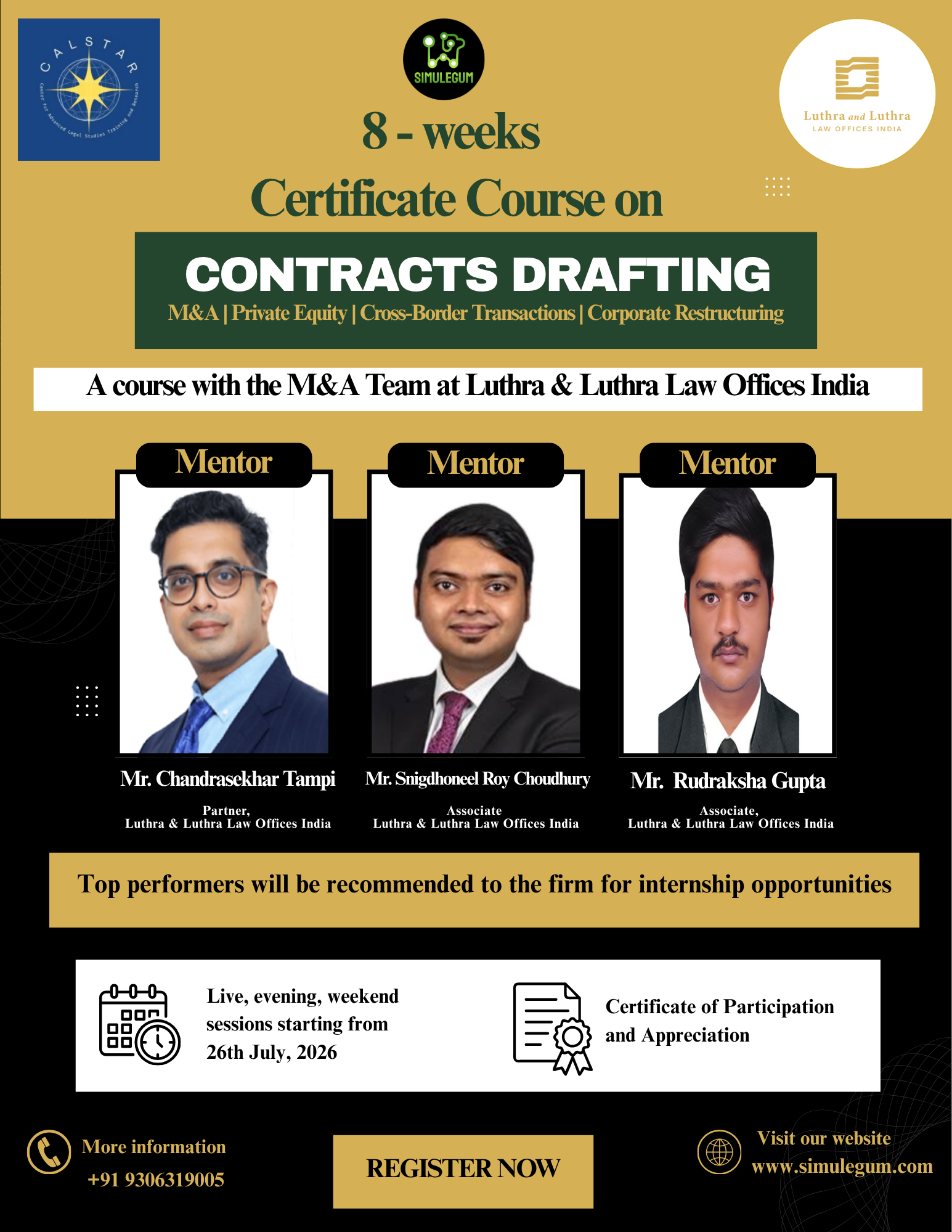 Certificate Course on Contracts Drafting in collaboration with the M&A Team at Luthra and Luthra Law Offices India India and CALSTAR at MNLU, Mumbai