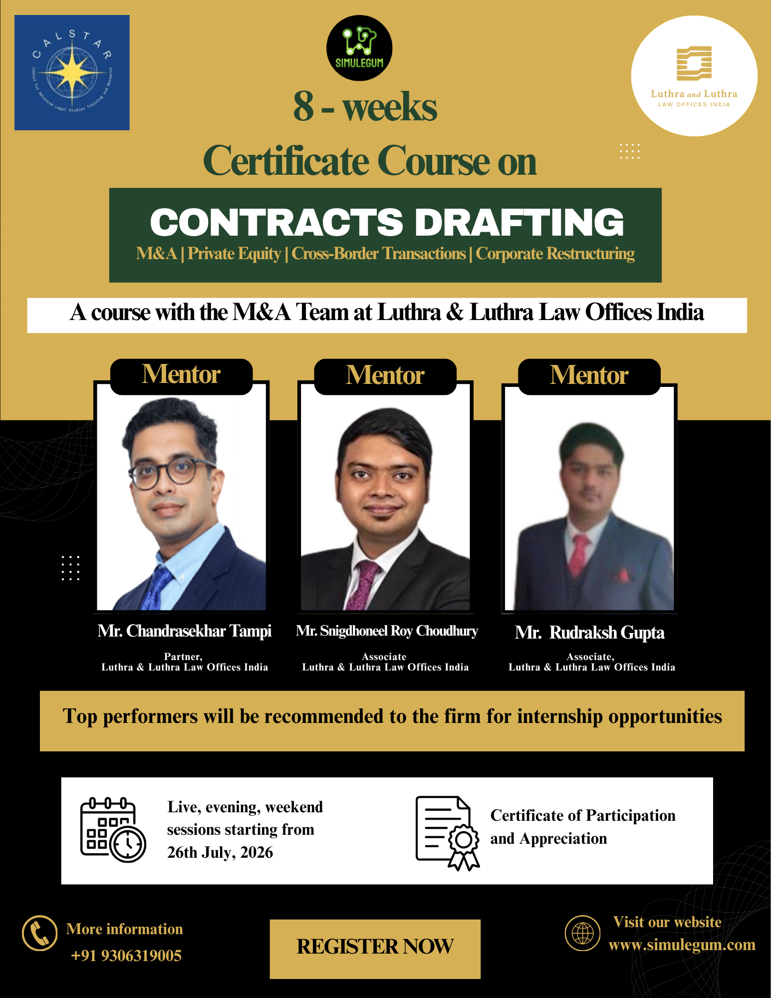 Certificate Course on Contracts Drafting in collaboration with the M&A Team at Luthra and Luthra Law Offices India India and CALSTAR at MNLU, Mumbai