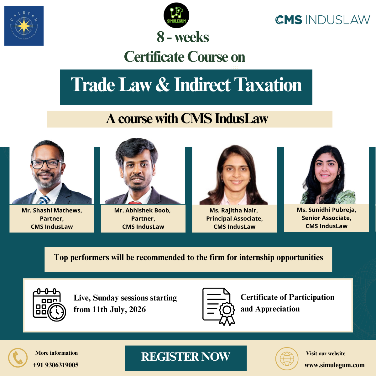 Certificate Course on Trade Law & Indirect Taxation in collaboration with CMS INDUSLAW and CALSTAR at MNLU Mumbai
