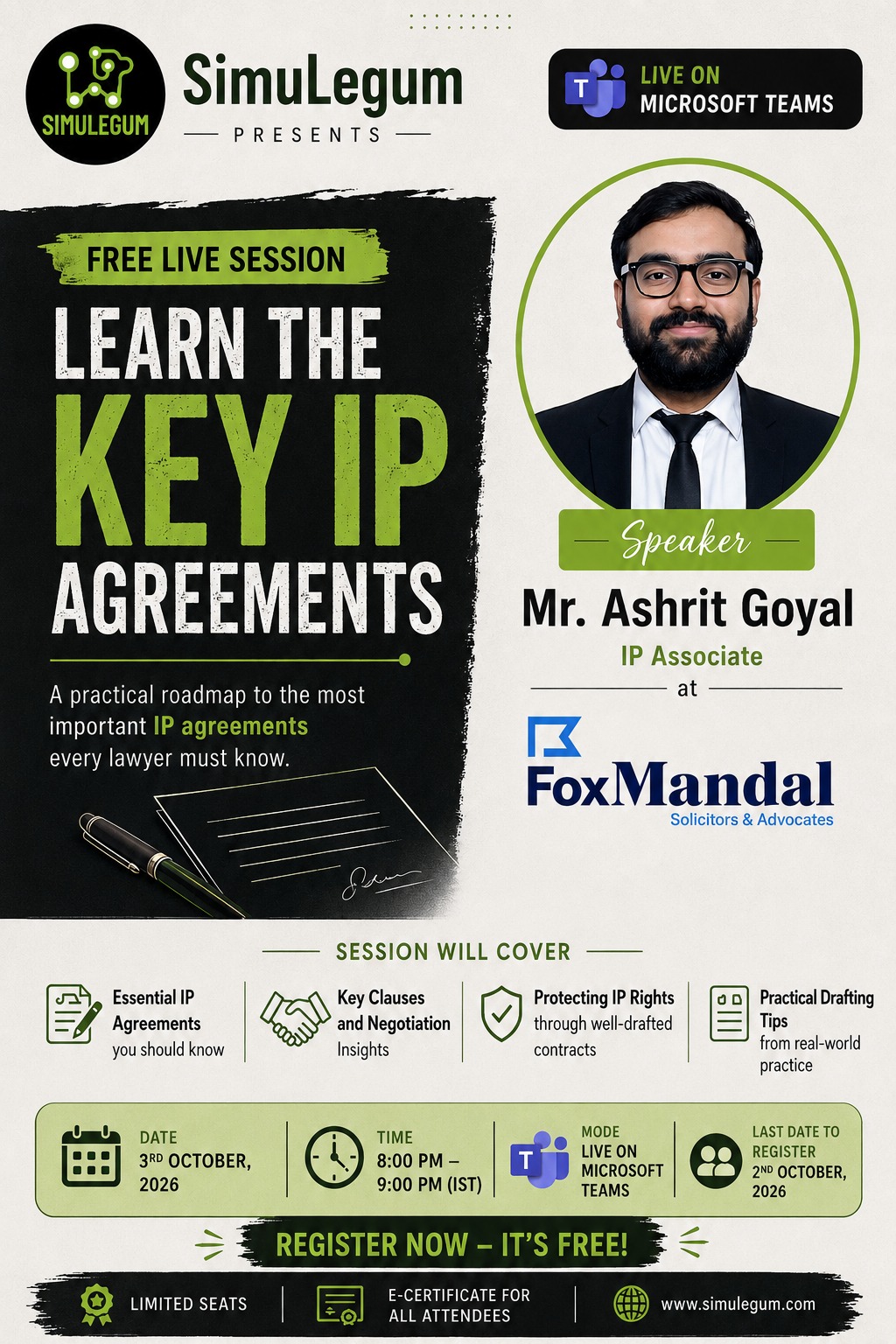 Learn the Key IP Agreements — Mr. Ashrit Goyal