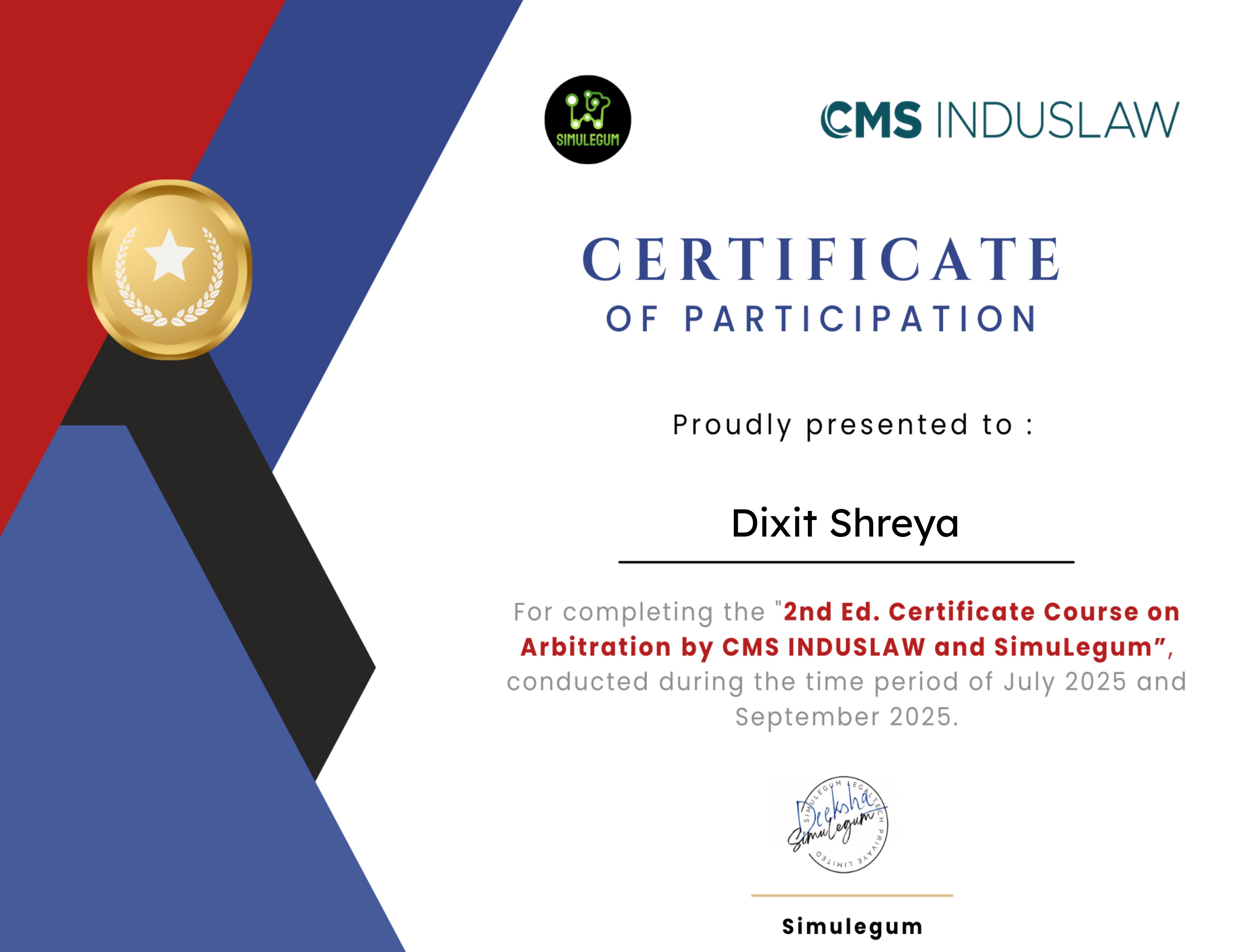 2nd Ed. Certificate Course on Arbitration