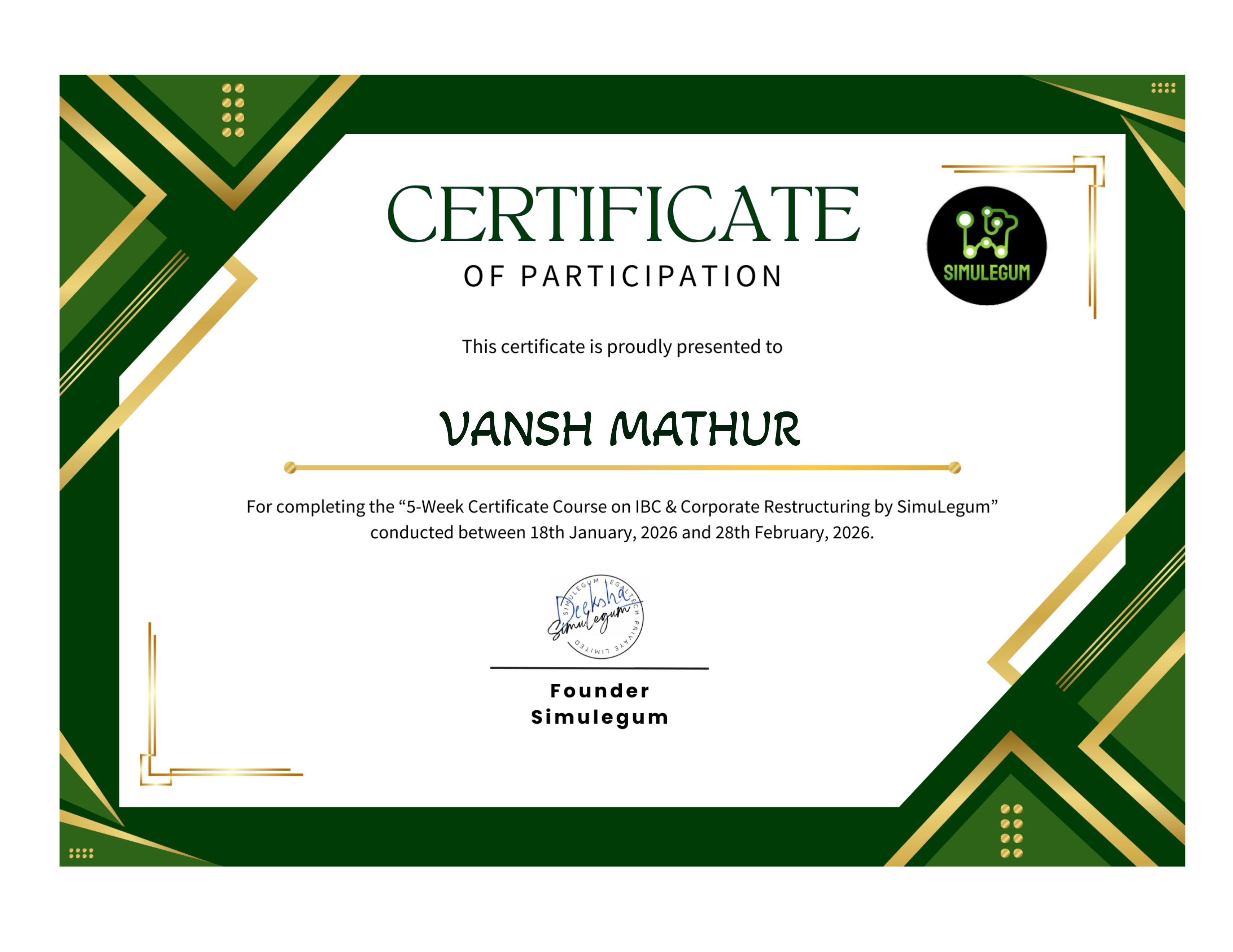Certificate Course on IBC & Corporate Restructuring