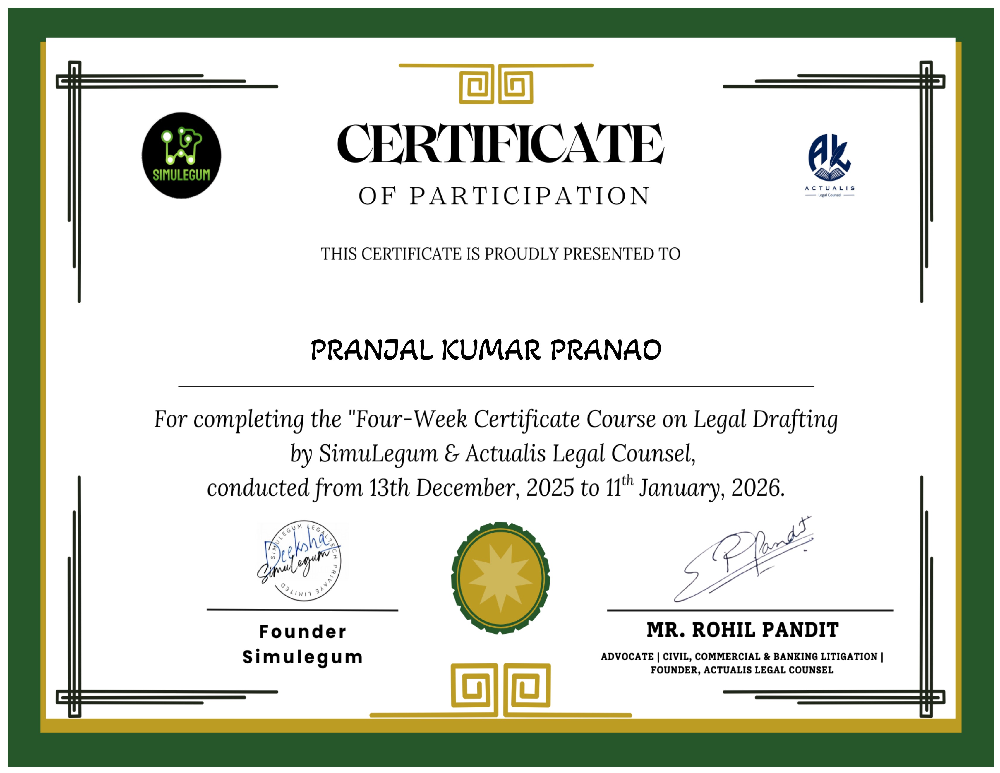 4-Week Certificate Course on Legal Drafting